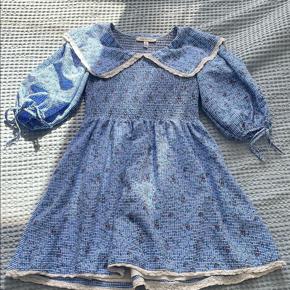 Urban Outfitters Blue Smocked Sundress with Sailor Collar